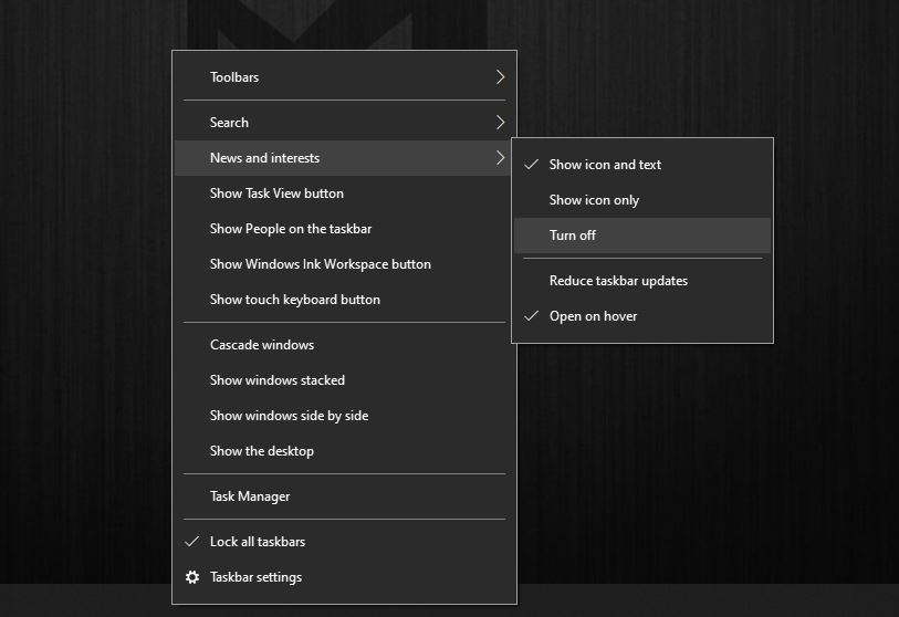 How To Enable Or Disable News And Interest In The Windows 10 Taskbar